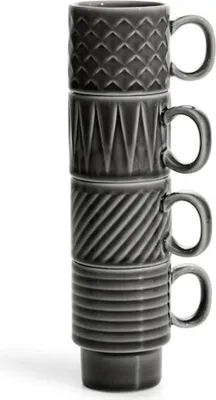 Produktbild von Elegantes Espresso-Tassen Set aus Steingut, 4er-Set, 10 cl