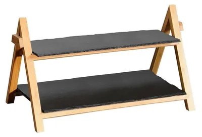 Produktbild von Kesper Etagere - 2-lagig - Bambus mit Schiefer - 24 x 43 cm