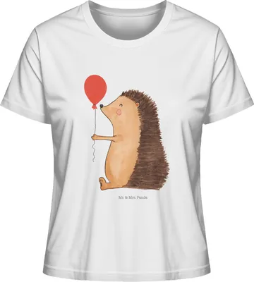 Produktbild von Mr. & Mrs. Panda Damen T-Shirt Igel Luftballon Größe L - Weiß - Geschenk, Kurzarmshirt, Lustige Sprüche, Kurzarm, Geburtstagskind, Happy Birthday, Geburtstag, Basic
