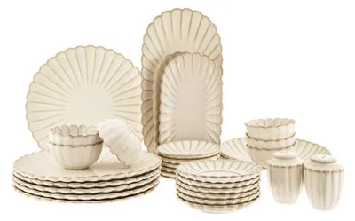 Image de Service de petit-déjeuner Bloomy 31 pièces en porcelaine haut de gamme pour 6 personnes