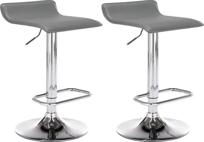 Immagine prodotto di set di 2 sgabelli da bar - Sgabello - Regolabile in altezza in continuo, rivestimento in Pelle finta | Colore: Grigio