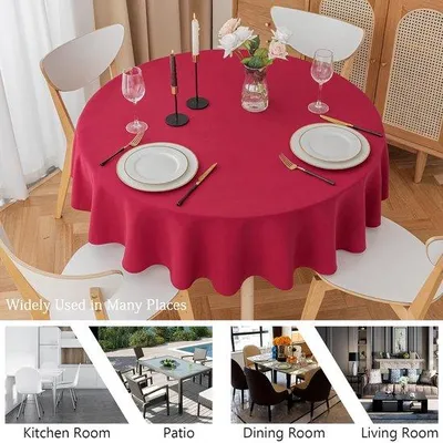 Image de Nappe rouge en polyester imperméable, 120 cm