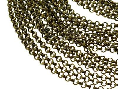 Produktbild von Vintageparts Jasseronkette Metalllegierung antik bronze rund 4mm 2m
