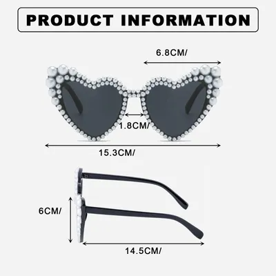 Produktbild von Sonnenbrille Herzform 2 Paar Retro mit Perlen für Damen Herren Kinder Party
