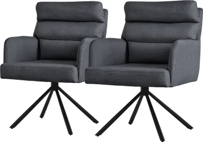 Produktbild von ML-Design Esszimmerstühle drehbar 2er Set Anthrazit Wohnzimmerstühle mit Arm- und Rückenlehne Rückenkissen Metallbeine Drehstuhl Auto-Position Stuhl