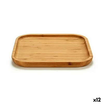 Image de Plateau pour snacks quadrillé brun bambou 20 x 1,5 x 20 cm (12 pièces)