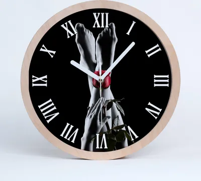 Produktbild von Holzuhr 25fi cm wanduhr - weiße Spitzen - Rose und Füße