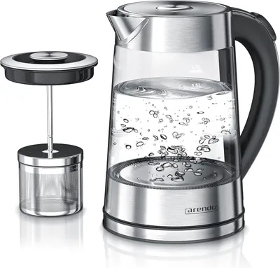 Produktbild von Glas Wasserkocher mit Temperatureinstellung und Teesieb – 1,7 L – 40–100 °C – Warmhaltefunktion – Abschaltautomatik – BPA-frei – Cool-Touch-Griff