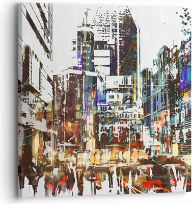 Produktbild von Bild auf Leinwand - Leinwandbild - Stadt Straße Haus - 30x30cm - Wand Bild - Wanddeko - Wandbilder - Leinwanddruck - Bilder - Kunstdruck - Wanddekoration - Leinwand bilder - Wandkunst - AC30x30-3800