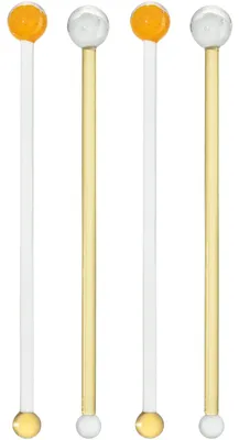 Rührstab-Set aus Glas, 4 Stück, 20 cm, Orange/Weiß