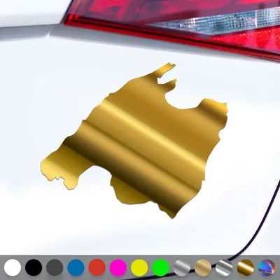 Produktbild von PantherPixel Mallorca Aufkleber Insel Umriss Reisen Spanien Sticker Auto Geschenkidee Farbe Chrom-Gold