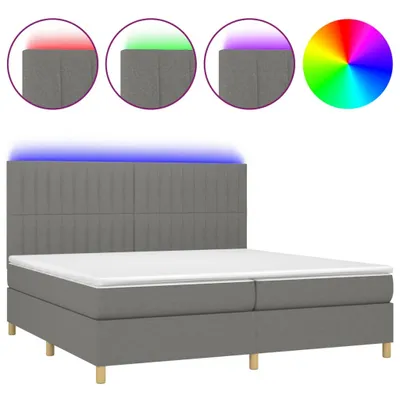 Produktbild von vidaXL Boxspringbett mit Matratze & LED Dunkelgrau 200x200 cm Stoff