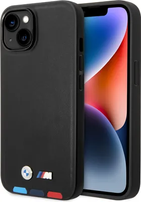 Zdjęcie produktu dla Etui Bmw Bmhcp14M22Ptdk Iphone 14 Plus / 15 Plus 6,7 Czarny/Black Leather Stamp Tricolor
