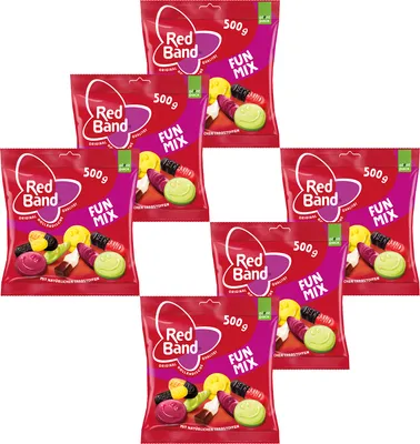 Immagine prodotto di Red Band Fun Mix con liquirizia e gomme alla frutta 500g confezione da 6 pezzi