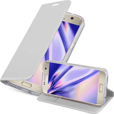 Obrázok produktu pre Cadorabo puzdro na mobilný telefón pre Samsung Galaxy S7 ochranné puzdro v striebornej farbe Cover Etui Book Case Booklet