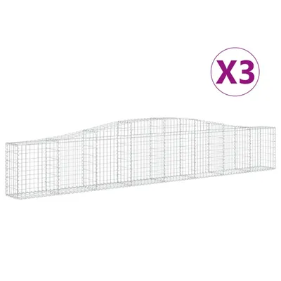 Produktbild von Gabionen mit Hochbogen 3 Stk. 400x30x60/80 cm Verzinktes Eisen