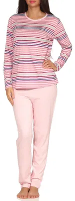 Produktbild von Eleganter Damen Pyjama langarm in feiner Blockstreifen Optik – 102 201 90 933 ; türkis , 36