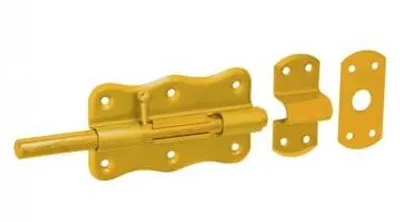 Produktbild von Bolzenriegel mit rundem Griff 120x68mm gelb verzinkt