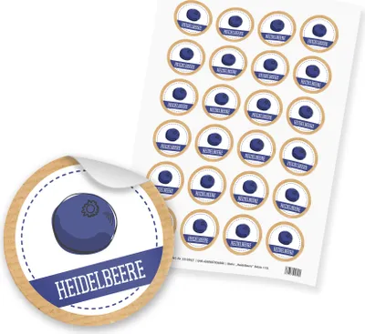 Produktbild von itenga 24x Sticker "Heidelbeere" (Motiv 172)