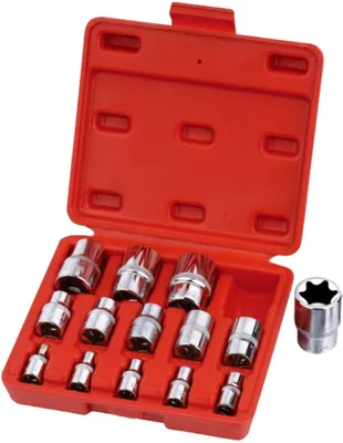 Produktbild von Varan Motors - VT13024 14 TEILIGES TORX E-PROFIL STECKNUSS SATZ E4-E24 1/4'' 3/8'' 1/2'' NÜSSE STECKNÜSSE