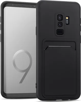 Produktbild von Conie Schutzhülle für Samsung Galaxy S9 Plus mit Kartenfach Tasche Case Cover Bumper Silikon Hülle in Schwarz
