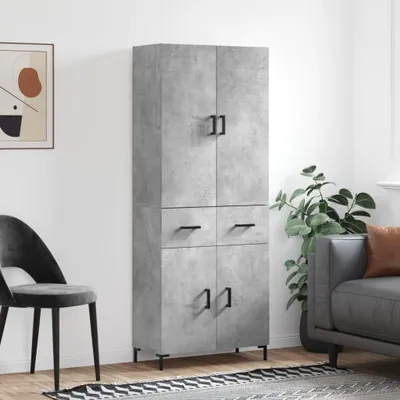 Produktbild von vidaXL Highboard Betongrau 69,5x34x180 cm Holzwerkstoff