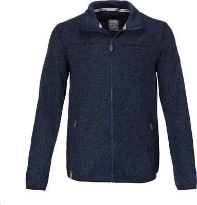 Produktbild von modAS Herren Strickfleecejacke - Fleecejacke Outdoor Wander Trekking Strickjacke mit Reißverschluss in Marine Größe XXL