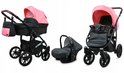 Obrázek produktu pro BabyLux® Optimal | Kocárek 3v1 Set | Black Coral | Kombinovaný kocárek | Sada kocárku | Bugg