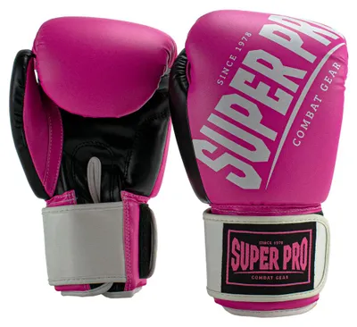 Zdjęcie produktu dla Rękawice bokserskie Super Pro Combat Gear Rebel (Kick) – czarne/różowe/białe – 8 oz