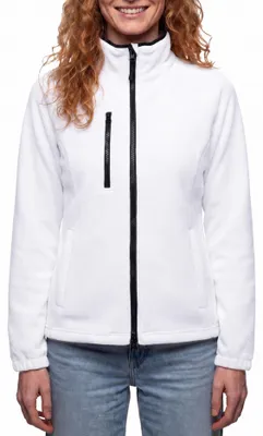 Produktbild von Mivaro Damen Fleecejacke ohne Kapuze in Weiß - Microfleece Jacke mit Reißverschluss, leicht taillierter Regular Fit, 280 g/m², Größen XS bis XXL