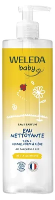 Produktbild von WELEDA - Calendula Reinigungswasser ohne Duft - reinigt sanft - Für die tägliche Pflege empfindlicher Baby- und Kleinkinderhaut - / - 400 ml