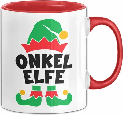 Produktbild von Onkel Elf Tasse Geschenk Familienfeier Weihnachten Lustige Geschenkidee Geburtstag Kaffee-Becher (Rot)