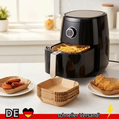 Produktbild von 50Pcs Air Fryer Einweg Papier Antihaft Airfryer Backpapiere Runde Air-Fryer