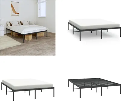 Produktbild von vidaXL Bettgestell Metall Schwarz 160x200 cm - Bettgestell - Bettgestelle - Bettrahmen - Bett