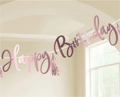 Image de Guirlande "Happy Birthday" Personnalisable Or rose | 274 cm