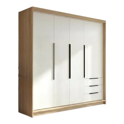 Produktbild von Geräumiger vier-türiger Kleiderschrank KLARI mit Schubladen und Metallgriffen – modernes Design