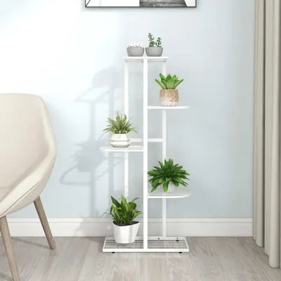 Produktbild von Möbel Blumenständer 5-Etagen 43x22x98 cm Weiß Metall - Beete &48831