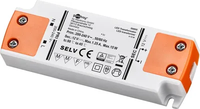 Produktbild von Goobay 30005 LED transformátor 12 V (DC)/15 W, 15 W, oranžovo-biely - 12 V DC pre LED diódy s celkovým zaťažením do 15 W