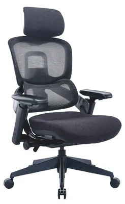 Produktbild von Drehstuhl RICCO, Stoff schwarz, mit Rollen, bis 140 kg, 70x71x122,5 cm