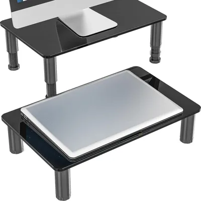 Produktbild von Monitorständer 2 Stück Höhenverstellbar Bildschirmerhöhung Schwarz 37 x 23 cm
