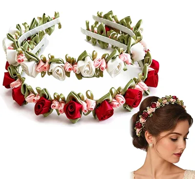 Produktbild von Blumenkranz Haarreif - Trachten Haarschmuck mit Blumen - Blumenkrone für - Blumen Haarreif für Mädchen & Damen - Hochzeit & Festival