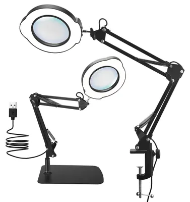 Produktbild von Lupe - 15-fache Vergrößerung - 5 Farbtemperaturen - 10 Helligkeitsstufen - LED-Licht - Standmodell - Schwarz