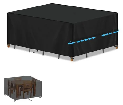 Immagine prodotto di Copertura impermeabile per mobili da giardino, resistente ai raggi UV, in tessuto Oxford 420D, dimensioni 120x80x75 cm, colore nero