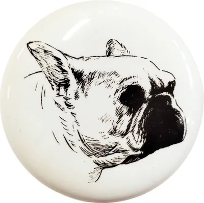 Produktbild von Clayre & Eef Türknauf Ø 4 cm Weiß Keramik Rund Hund