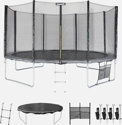Produktbild von sweeek - Trampolin Ø430cm  mit Sicherheitsnetz und Zubehör - Grau