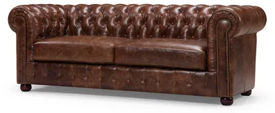 Immagine prodotto di Divano Chesterfield, divano a 3 posti, imbottito, in pelle e tessuto, divani nuovi