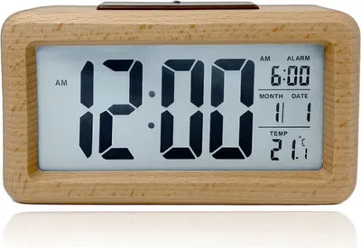Produktbild von LED Holz Wecker Digital Alarmwecker Uhr Beleuchtet Schlummerfunktion LCD