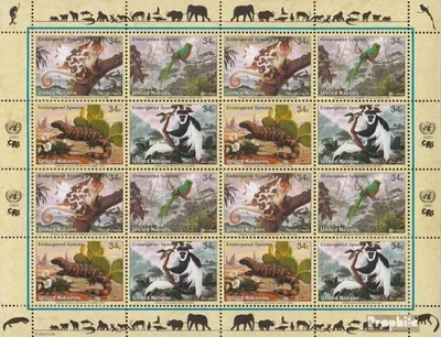 Produktbild von Briefmarken UNO - New York 2001 Mi 856-859Klb Kleinbogen (kompl.Ausg.) gestempelt Gefährdete Arten: Fauna
