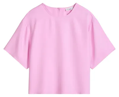 Produktbild von Marc OߴPolo Denim Damen Kurzarmbluse mit Rundhalsausschnitt Relaxed Fit, Rosa (P