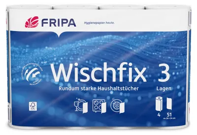 Obrázok produktu pre Fripa 3014006 Kuchynská rolka Wischfix, 3-vrstvová, jasne biela